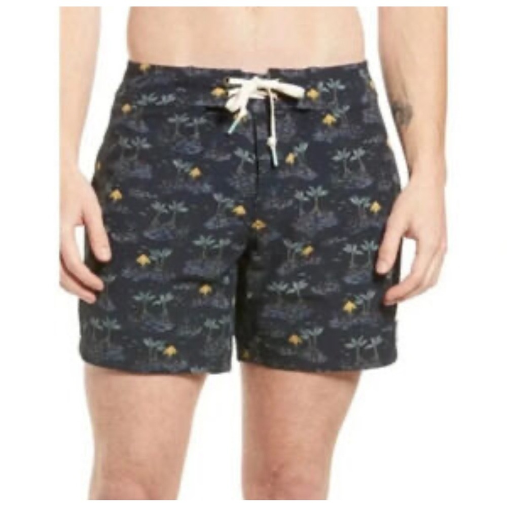 Marine‎ Layer Coronado Board Shorts Navy Blue Palm Tree Print Size 32